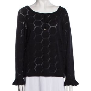 St. John Sport by Marie Gray Women's Honeycomb Black Knit Sweater Top Size Small
